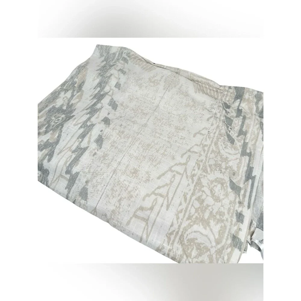 West Elm Set of 2 White Gray Beige Modern Print Neutral Cotton Curtain Panels
